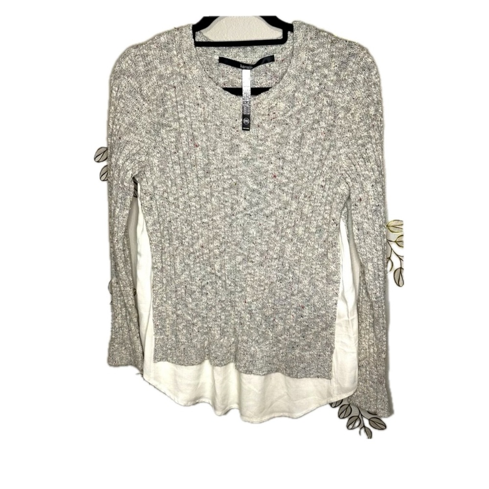 NWOT KENSIE marled gray and white ribbed sweater off white bottom medium